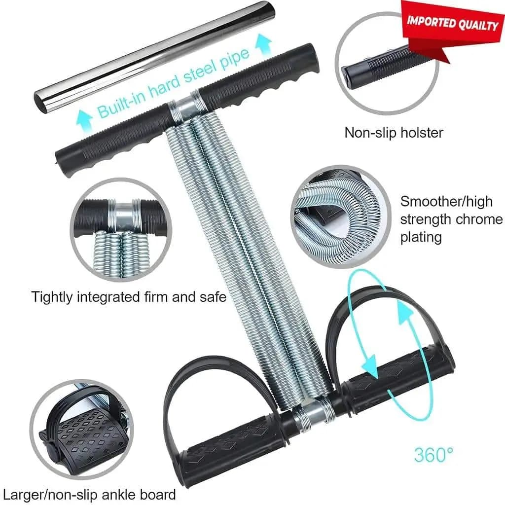 Rubber Pull Tummy Trimmer Abs Exerciser Double Spring